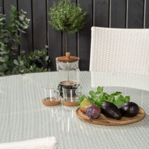 Volta, Anna – Ensemble repas – Blanc – Table : ⌀150 Chaise : 62 x 96 x 55 cm