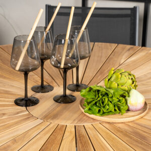 Mexico, Santorini – Ensemble repas – Noir – Table : ⌀140 Chaise : 58 x 88 x 56 cm