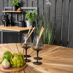 Mexico, Santorini – Ensemble repas – Noir – Table : ⌀140 Chaise : 58 x 88 x 56 cm