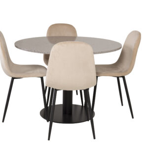 Razzia, Polar – Ensemble repas rond – Gris – Table : ⌀106 Chaise : 53,3 x 88 x 42,5 cm