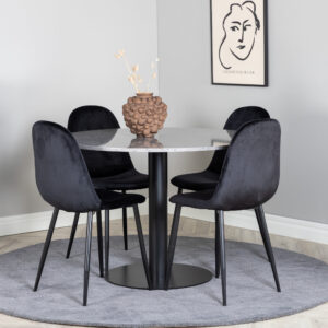 Razzia, Polar – Ensemble repas rond – Gris – Table : ⌀106 Chaise : 53,3 x 88 x 42,5 cm
