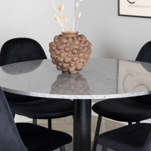 Razzia, Polar – Ensemble repas rond – Gris – Table : ⌀106 Chaise : 53,3 x 88 x 42,5 cm