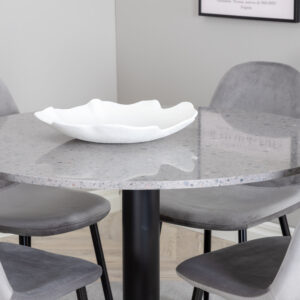 Razzia, Polar – Ensemble repas rond – Gris – Table : ⌀106 Chaise : 53,3 x 88 x 42,5 cm