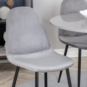 Razzia, Polar – Ensemble repas rond – Gris – Table : ⌀106 Chaise : 53,3 x 88 x 42,5 cm