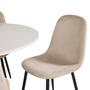 Razzia, Polar – Ensemble repas rond – Blanc – Table : ⌀106 Chaise : 53,3 x 88 x 42,5 cm