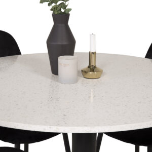 Razzia, Polar – Ensemble repas rond – Blanc – Table : ⌀106 Chaise : 53,3 x 88 x 42,5 cm