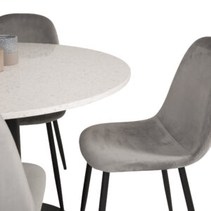 Razzia, Polar – Ensemble repas rond – Blanc – Table : ⌀106 Chaise : 53,3 x 88 x 42,5 cm