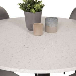 Razzia, Polar – Ensemble repas rond – Blanc – Table : ⌀106 Chaise : 53,3 x 88 x 42,5 cm