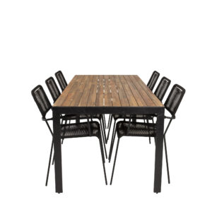 Bois, Lindos – Ensemble repas – Noir, Naturel