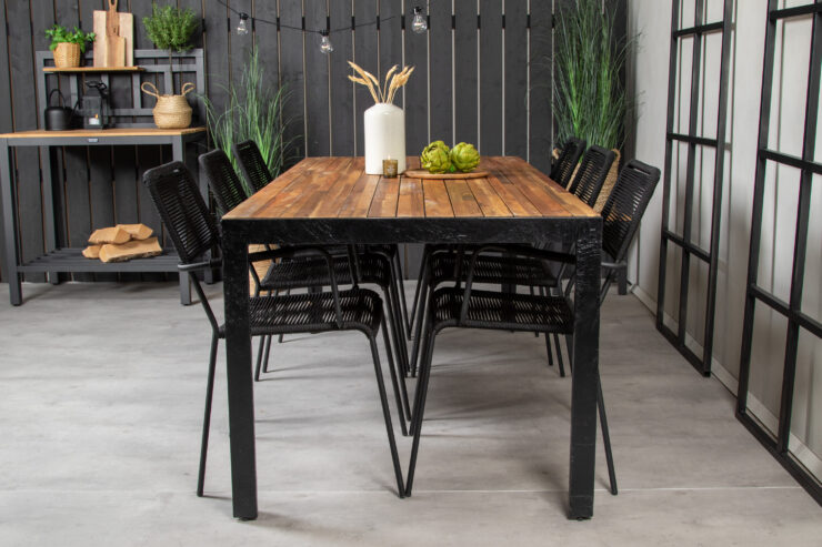 Bois, Lindos – Ensemble repas – Noir, Naturel