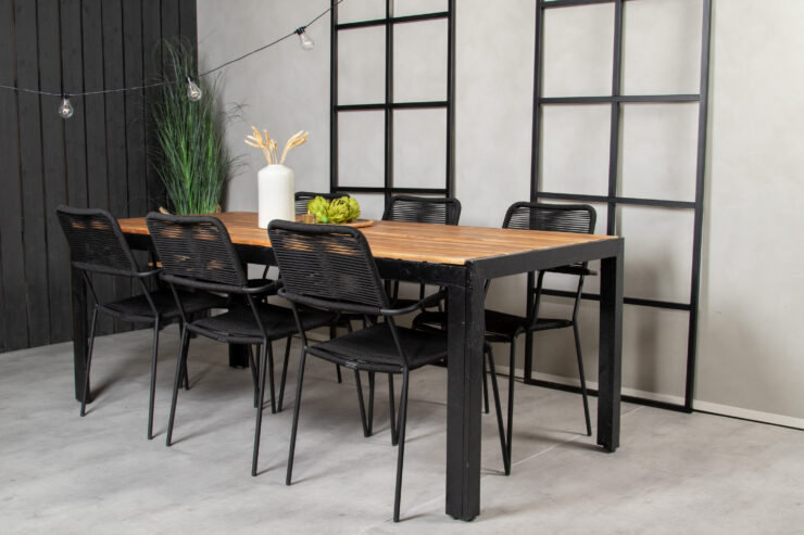 Bois, Lindos – Ensemble repas – Noir, Naturel