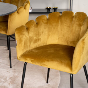 Estelle, Limhamn – Ensemble repas rond – Gris foncé – Table : ⌀106 Chaise : 54 x 76,56 x 61 cm