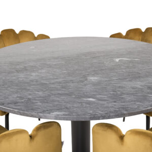 Estelle, Limhamn – Ensemble repas rond – Gris foncé – Table : ⌀106 Chaise : 54 x 76,56 x 61 cm