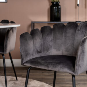 Estelle, Limhamn – Ensemble repas rond – Blanc – Table : ⌀106 Chaise : 54 x 76,56 x 61 cm