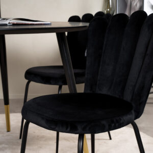 Dipp, Limhamn – Ensemble repas rond – Noir – Table : ⌀115 Chaise : 54 x 82,5 x 44,5 cm