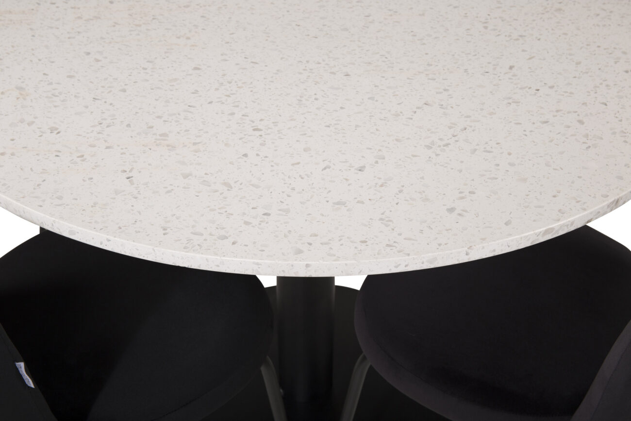 Razzia, Limhamn – Ensemble repas rond – Blanc – Table : ⌀106 Chaise : 54 x 82,5 x 44,5 cm