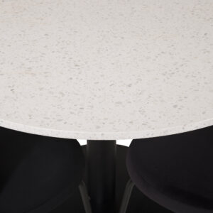 Razzia, Limhamn – Ensemble repas rond – Blanc – Table : ⌀106 Chaise : 54 x 82,5 x 44,5 cm