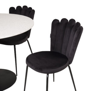 Razzia, Limhamn – Ensemble repas rond – Blanc – Table : ⌀106 Chaise : 54 x 82,5 x 44,5 cm