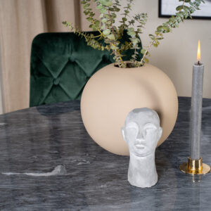 Estelle, Velvet Deluxe – Ensemble repas rond – Gris foncé – Table : ⌀106 Chaise : 66 x 88,5 x 50 cm