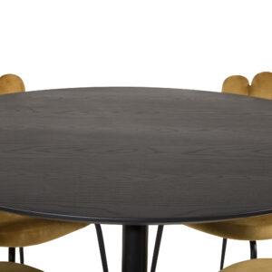 Dipp, Limhamn – Ensemble repas rond – Noir – Table : ⌀115 Chaise : 54 x 82,5 x 44,5 cm