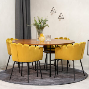 Copenhagen, Limhamn – Ensemble repas rond – Marron – Table : ⌀140 Chaise : 54 x 76,56 x 61 cm
