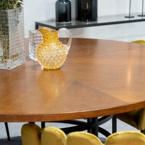 Copenhagen, Limhamn – Ensemble repas rond – Marron – Table : ⌀140 Chaise : 54 x 76,56 x 61 cm