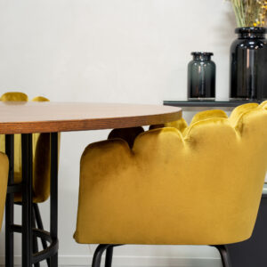 Copenhagen, Limhamn – Ensemble repas rond – Marron – Table : ⌀140 Chaise : 54 x 76,56 x 61 cm