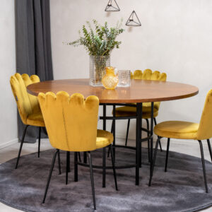 Copenhagen, Limhamn – Ensemble repas rond – Marron – Table : ⌀140 Chaise : 54 x 82,5 x 44,5 cm