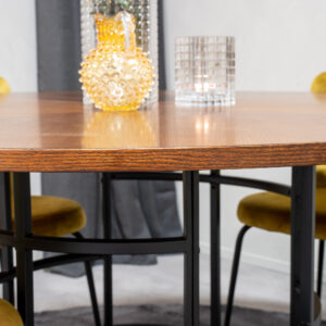 Copenhagen, Limhamn – Ensemble repas rond – Marron – Table : ⌀140 Chaise : 54 x 82,5 x 44,5 cm