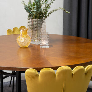 Copenhagen, Limhamn – Ensemble repas rond – Marron – Table : ⌀140 Chaise : 54 x 82,5 x 44,5 cm