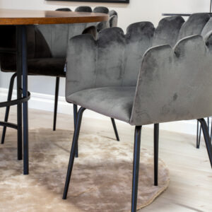 Copenhagen, Limhamn – Ensemble repas rond – Marron – Table : ⌀140 Chaise : 54 x 76,56 x 61 cm