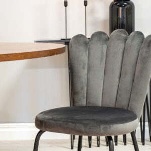 Copenhagen, Limhamn – Ensemble repas rond – Marron – Table : ⌀140 Chaise : 54 x 82,5 x 44,5 cm