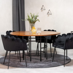 Copenhagen, Limhamn – Ensemble repas rond – Marron – Table : ⌀140 Chaise : 54 x 76,56 x 61 cm