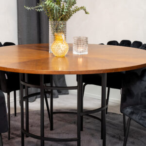 Copenhagen, Limhamn – Ensemble repas rond – Marron – Table : ⌀140 Chaise : 54 x 76,56 x 61 cm