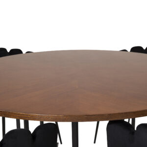 Copenhagen, Limhamn – Ensemble repas rond – Marron – Table : ⌀140 Chaise : 54 x 76,56 x 61 cm