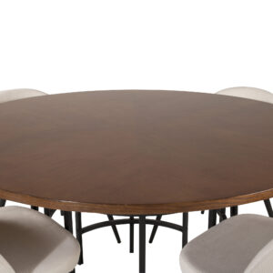 Copenhagen, Velvet – Ensemble repas rond – Marron – Table : ⌀140 Chaise : 57 x 76,5 x 50 cm