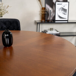 Copenhagen, Velvet Deluxe – Ensemble repas rond – Marron – Table : ⌀140 Chaise : 66 x 88,5 x 50 cm