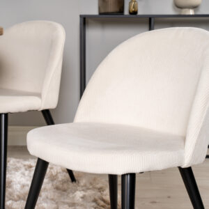 Cirebon, Velvet – Ensemble repas rond – Naturel – Table : ⌀100 Chaise : 57 x 76,5 x 50 cm