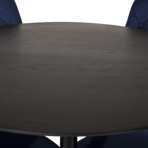 Dipp, Velvet Deluxe – Ensemble repas rond – Noir – Table : ⌀115 Chaise : 66 x 88,5 x 50 cm
