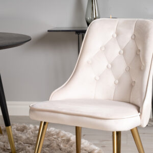 Dipp, Velvet Deluxe – Ensemble repas rond – Noir – Table : ⌀115 Chaise : 66 x 88,5 x 50 cm