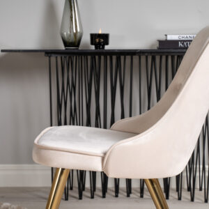 Dipp, Velvet Deluxe – Ensemble repas rond – Noir – Table : ⌀115 Chaise : 66 x 88,5 x 50 cm