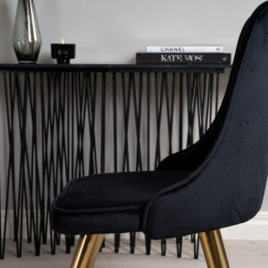 Dipp, Velvet Deluxe – Ensemble repas rond – Noir – Table : ⌀115 Chaise : 66 x 88,5 x 50 cm