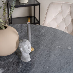 Estelle, Velvet Deluxe – Ensemble repas rond – Gris foncé – Table : ⌀106 Chaise : 66 x 88,5 x 50 cm