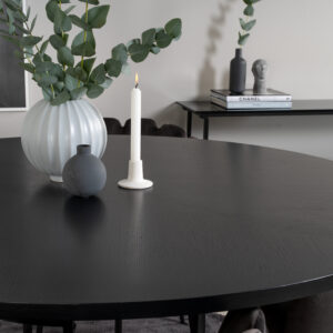 Copenhagen, Limhamn – Ensemble repas rond – Noir – Table : ⌀140 Chaise : 54 x 76,56 x 61 cm