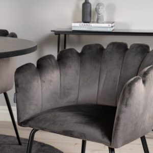 Copenhagen, Limhamn – Ensemble repas rond – Noir – Table : ⌀140 Chaise : 54 x 76,56 x 61 cm