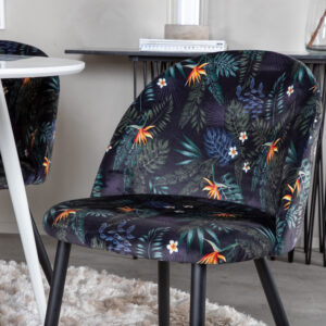 Plaza, Velvet – Ensemble repas rond – Blanc – Table : ⌀100 Chaise : 55 x 78 x 50,5 cm