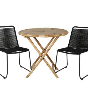Cane, Lindos – Ensemble repas – Naturel – Table : ⌀80 Chaise : 59 x 86 x 57 cm