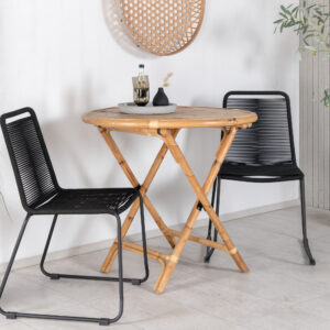 Cane, Lindos – Ensemble repas – Naturel – Table : ⌀80 Chaise : 59 x 86 x 57 cm