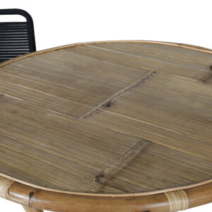 Cane, Lindos – Ensemble repas – Naturel – Table : ⌀80 Chaise : 59 x 86 x 57 cm