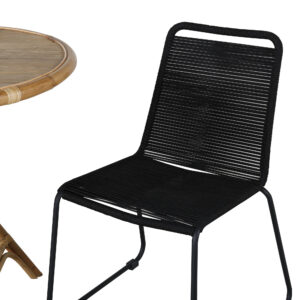 Cane, Lindos – Ensemble repas – Naturel – Table : ⌀80 Chaise : 59 x 86 x 57 cm